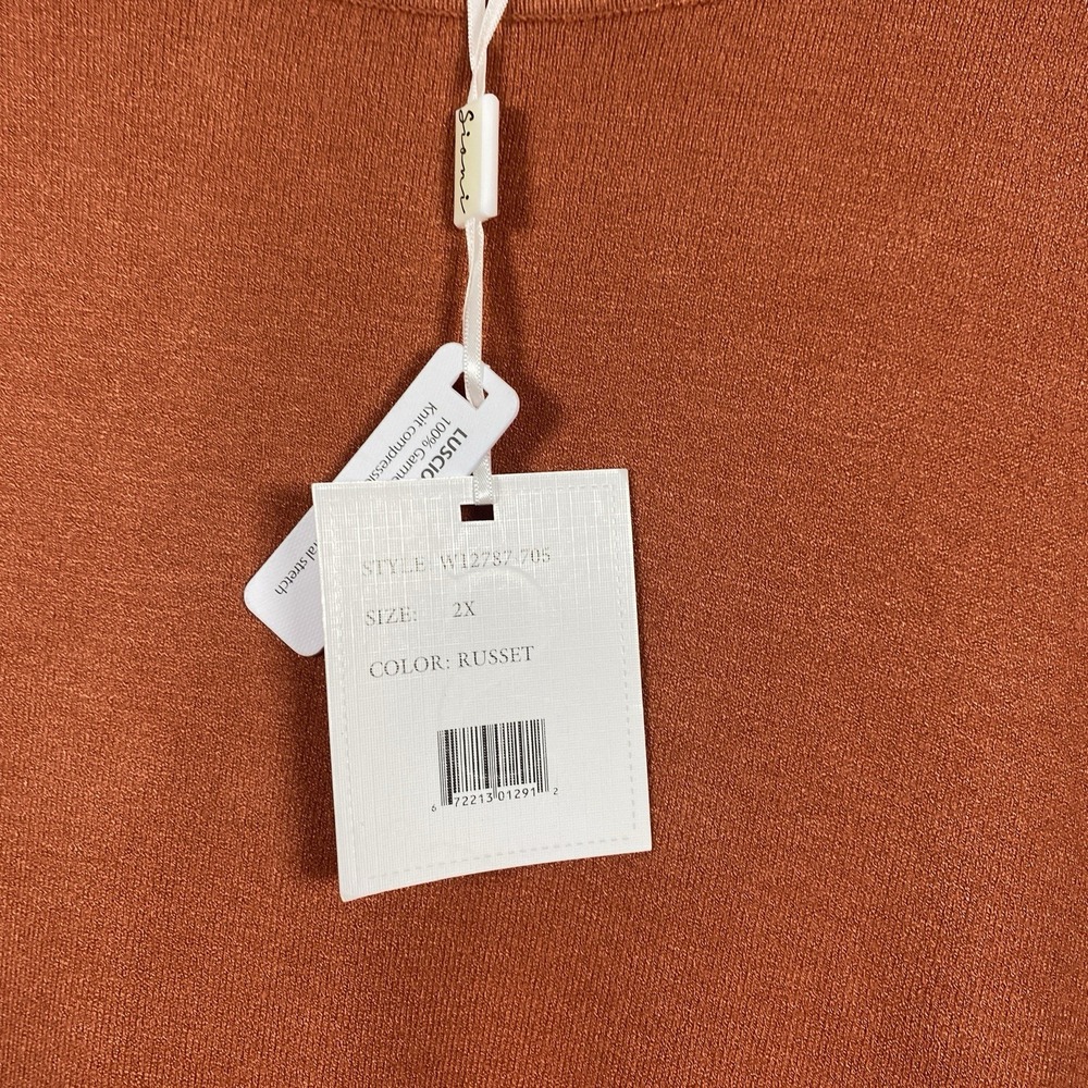 NWT Sioni Milano Women's 2xl Russet Orange Crew Neck Long Sleeve Sweater Top‎ - Picture 4 of 6
